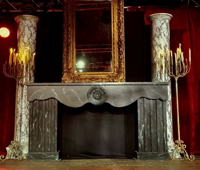 00367 schouw schoorsteenmantel zwart marmer